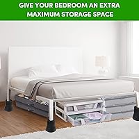 Vista 3 de DEDU Elevadores de cama de 6 pulgadas, resistentes, paquete de 4, elevadores de muebles con almohadillas giratorias que soportan hasta 6600 libras