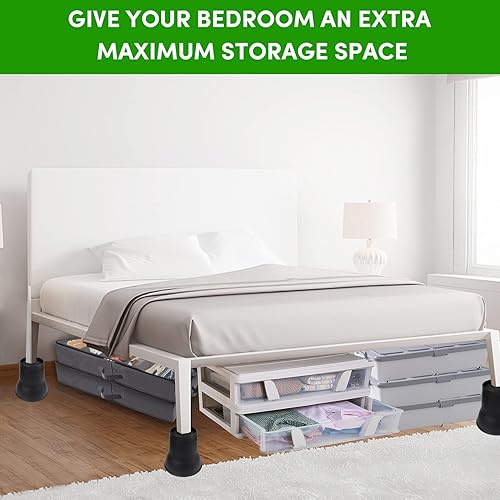 Miniatura 3 de DEDU Elevadores de cama de 6 pulgadas, resistentes, paquete de 4, elevadores de muebles con almohadillas giratorias que soportan hasta 6600 libras,