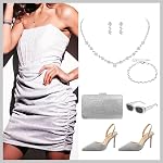 Silver Jewelry Set Collier Femme Boucle Doreille Femme Bracelet Femmes for Women Wedding Jewelrys Set Brides Costume Jewelry Sparkling Rhinestone Choker Necklace Earrings Bracelet Sets Wedding Guest Dresses Accessories Prom Dresses for Women