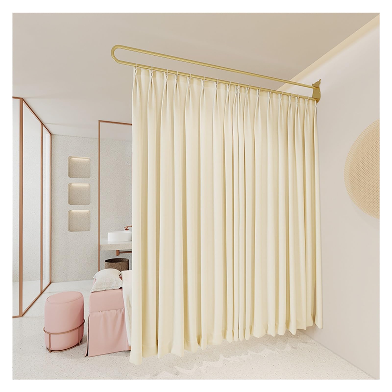 Rideau d'intimité opaque en Tencel épais et cabine en U pour salon