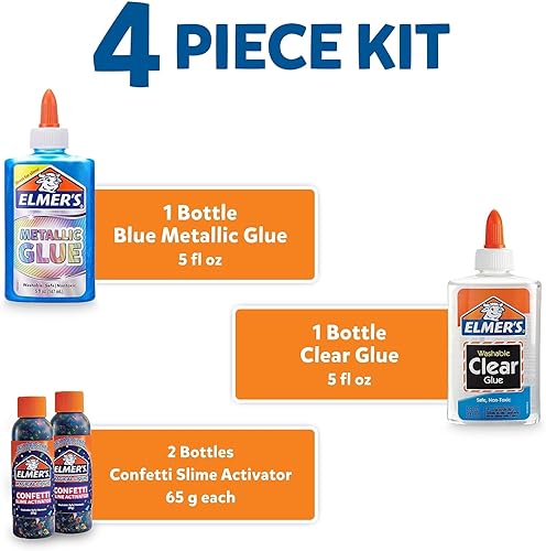 Miniatura 4 de Elmer’s - Kit de slime de confeti, los suministros de slime incluyen pegamento metálico, pegamento transparente, activador líquido y mágico de slime
