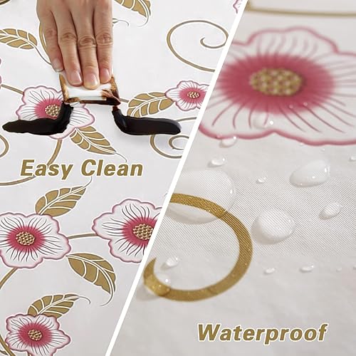 Miniatura 5 de SASTYBALE Mantel rectangular de vinilo con reverso de franela de 60 x 120 pulgadas, 100% plástico a prueba de agua y aceite, elegante mantel floral