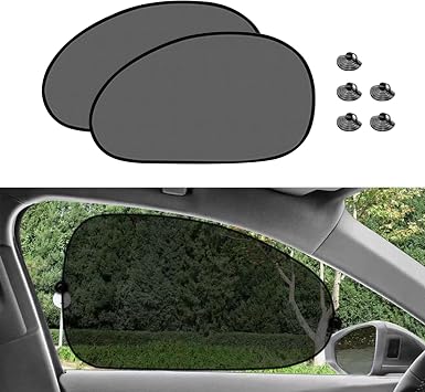 2PCS Car Window Shades, 25"15" Side Window Sun Shade Blocker with Suction Cups, Universal Car Accessories Mesh Vehicle Window Screen Provide Glare and UV Rays Protection for Baby Oblique Catch