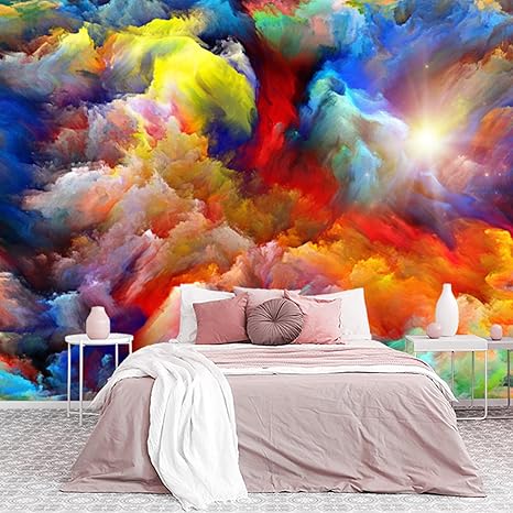 Amazon モダンなミニマリストの北欧の抽象的なカラフルな雲のカスタム 3d 壁画壁紙寝室リビング ルーム 400cmx280cm 157 4x110 2 インチ 壁紙