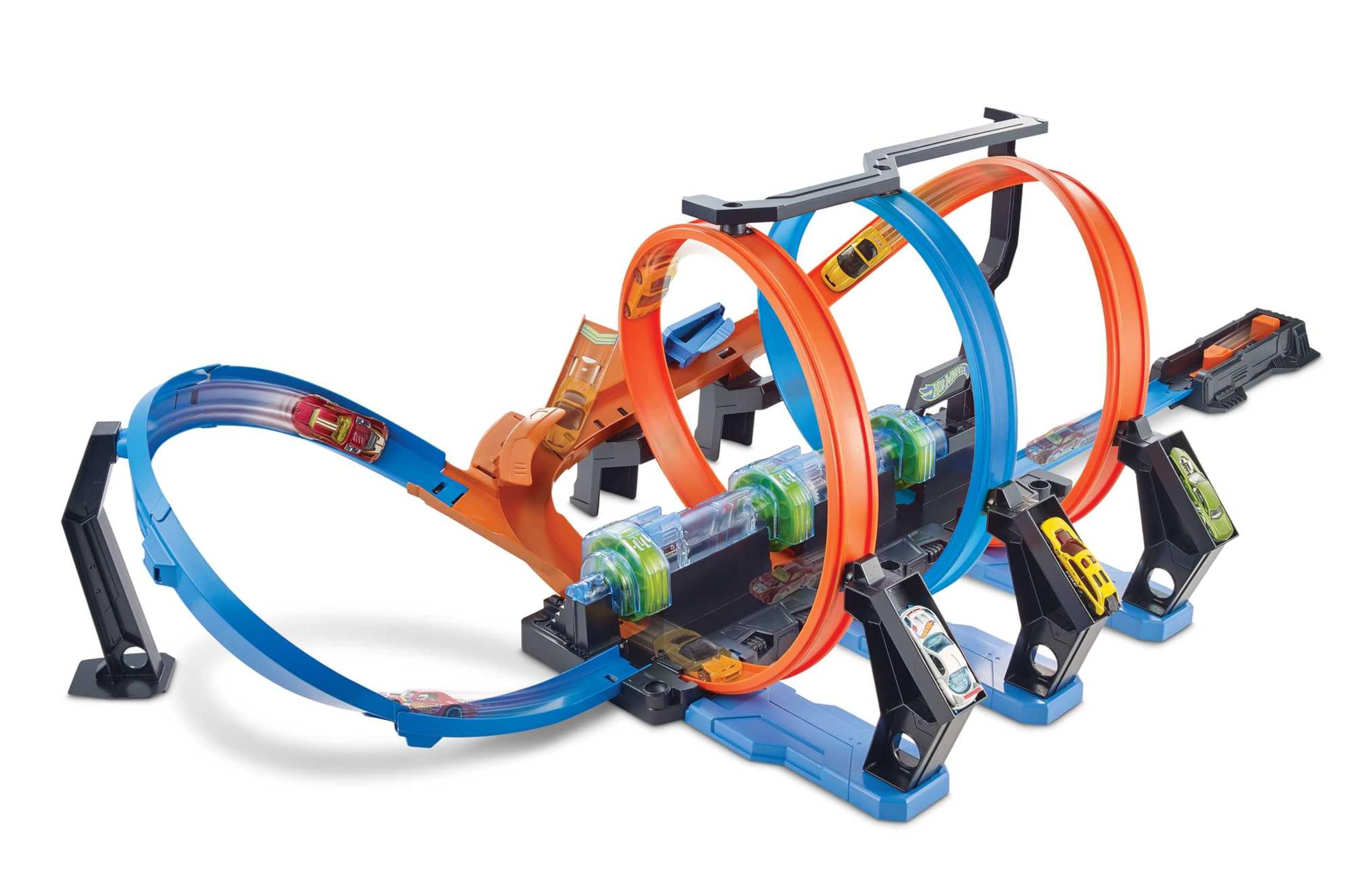 Hot Wheels, Pista Hot Wheels Schianti Rotanti con Propulsori Motorizzati, Giocattolo per Bambini 5+ Anni, FTB65