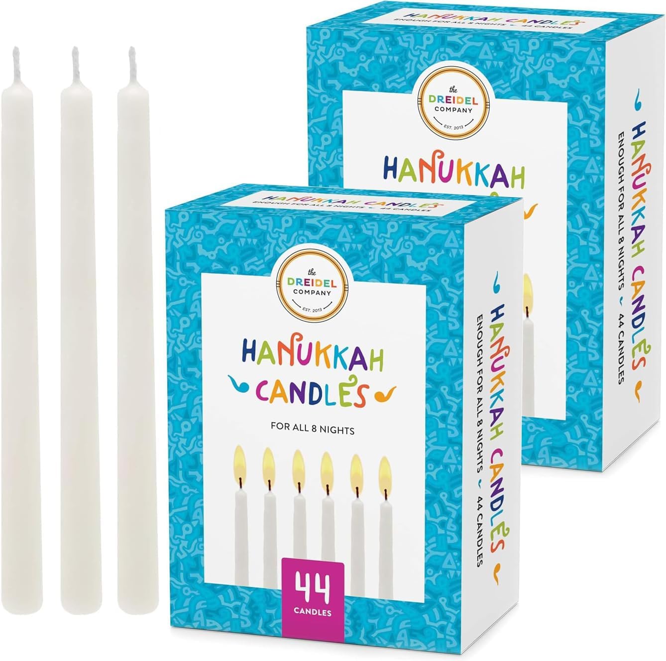 2-Pack White Menorah Chanukah Candles 44 Hanukkah Candles for All 8 Nights of Chanukah