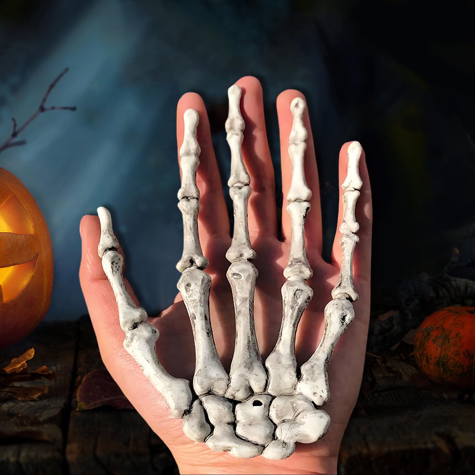 2 Mani Scheletriche In Plastica Per Halloween - Grandezza Naturale 15,5x9 Cm - Decorazione Casa Stregata, Nero