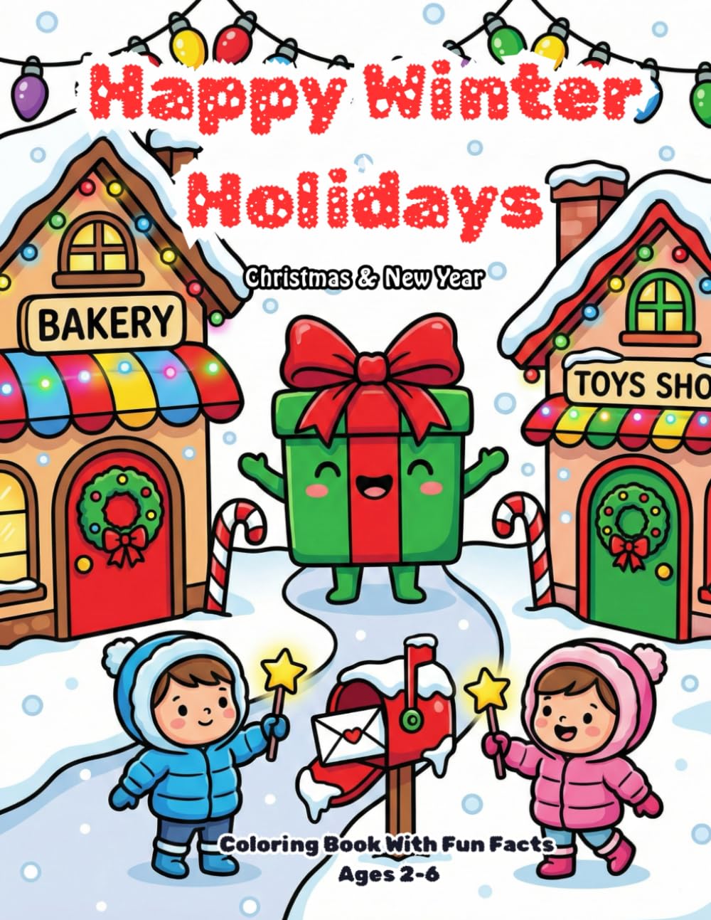 Happy Winter Holidays : Christmas & New Year: Coloring Book With Fun Facts Ages 2-6 (Magical Little Artists Coloring Series)