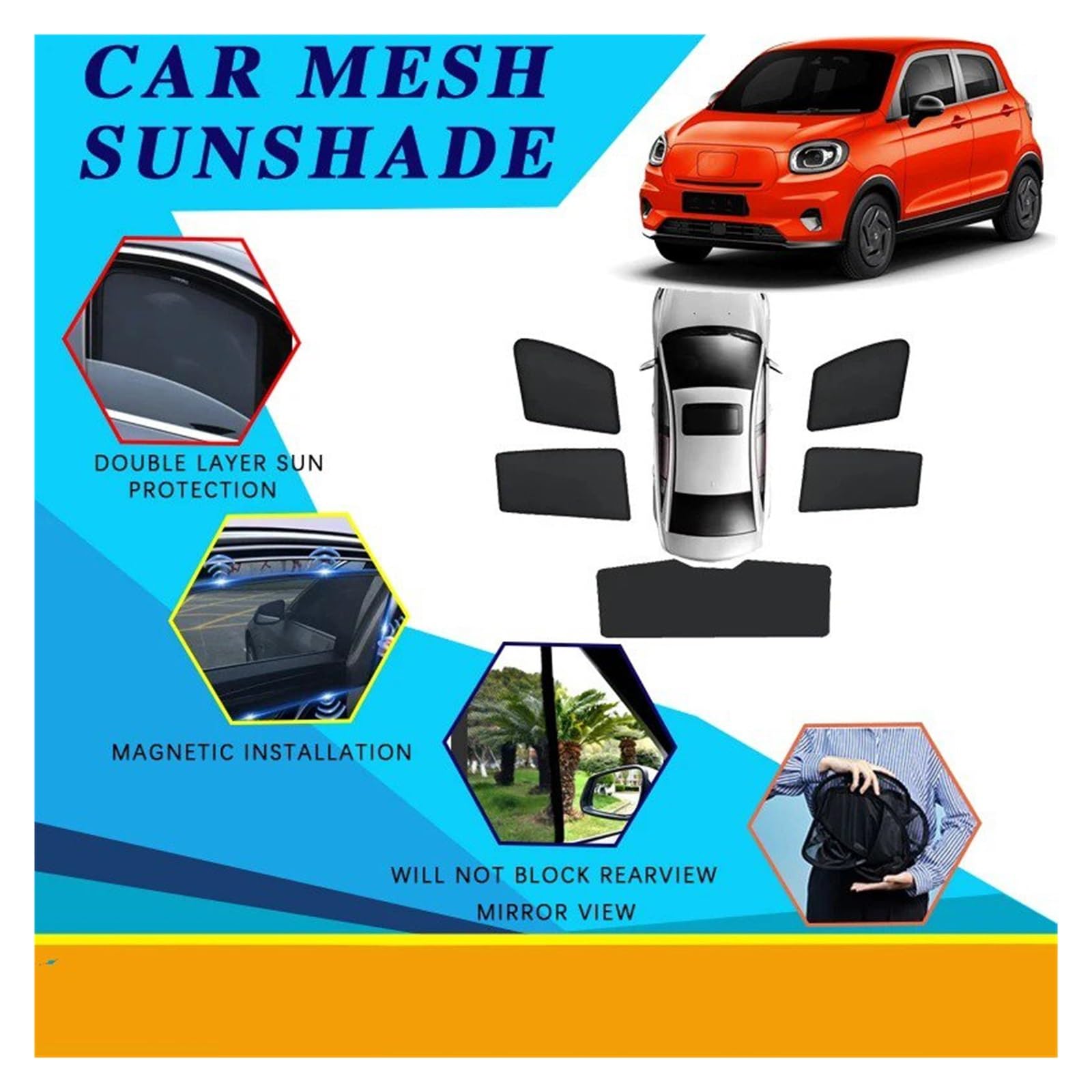 Auto Sonnenschutz Frontscheibe Innen Für Leapmotor T03 Zubehör 2020 2021 2022 2023~2025 Magnetischer Auto-Sonnenschutz Schild Windschutzscheibenvorhang Seitenfenster(3pcs Set)