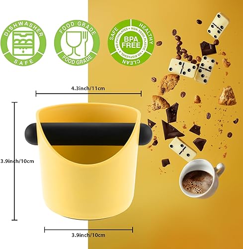 Miniatura 2 de Caja de café expreso, 4.3 pulgadas, absorbente de golpes, duradera, estilo barista, con barra de golpeo extraíble y base antideslizante para