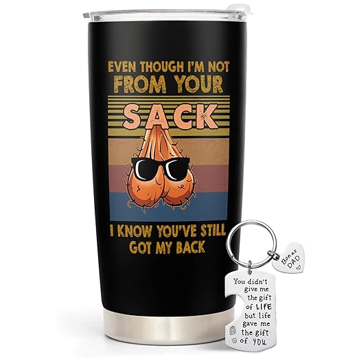 Bonus Dad Gifts - Step Dad Gifts From Daughter, Son, Kids - 20 Oz Tumbler & Keychain Funny Stepdad Gifts - Christmas Father Day, Birthday Gifts For Stepdad - Best Bonus Dad Travel Coffee Mug