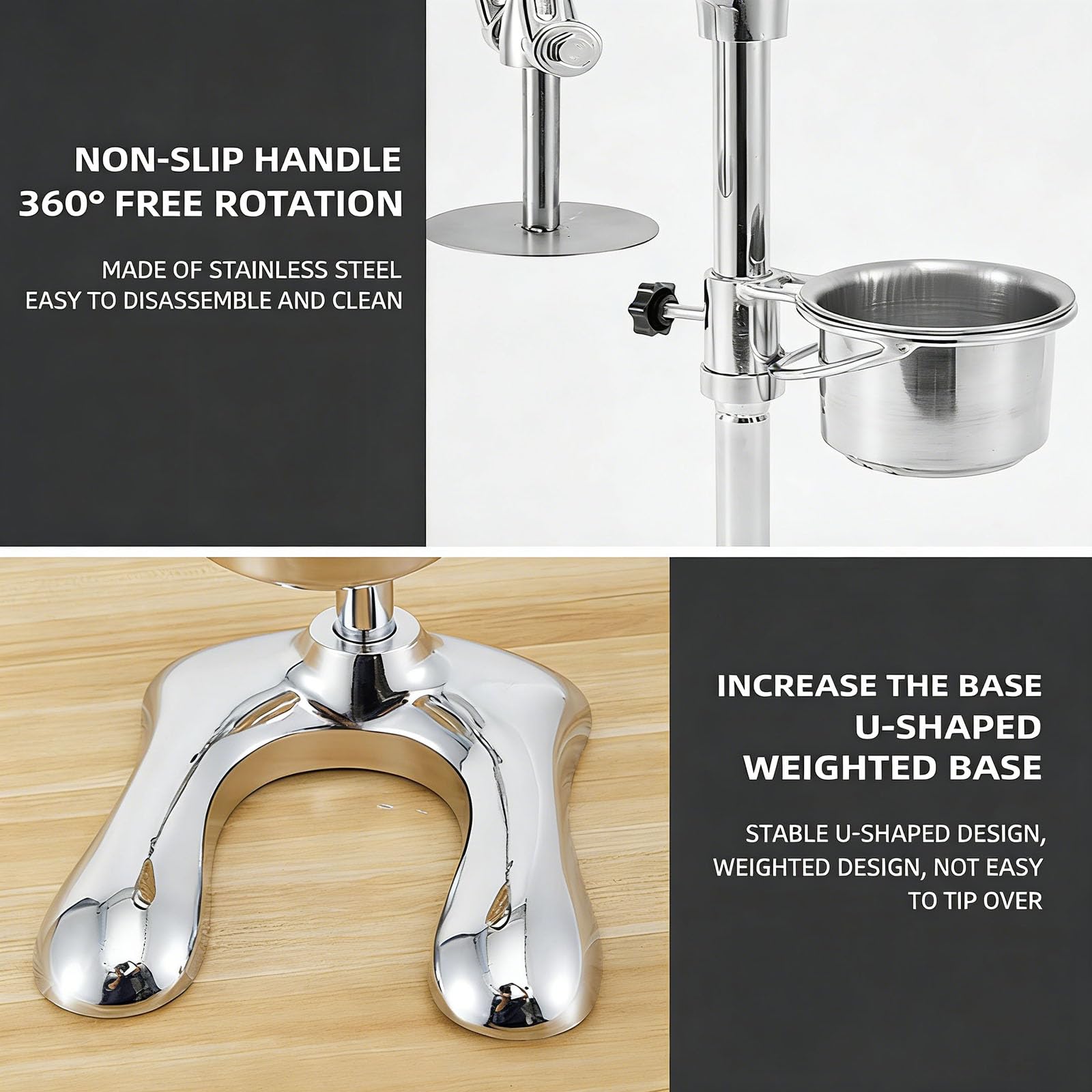 Exprimidor de Papas Fritas Extralargo, Manual, de 30 Cm, con Cesta para Freír, Tubo Desmontable De 12 Orificios Y Base Lastrada en Forma De U, Ideal para Food Trucks Y Cocinas