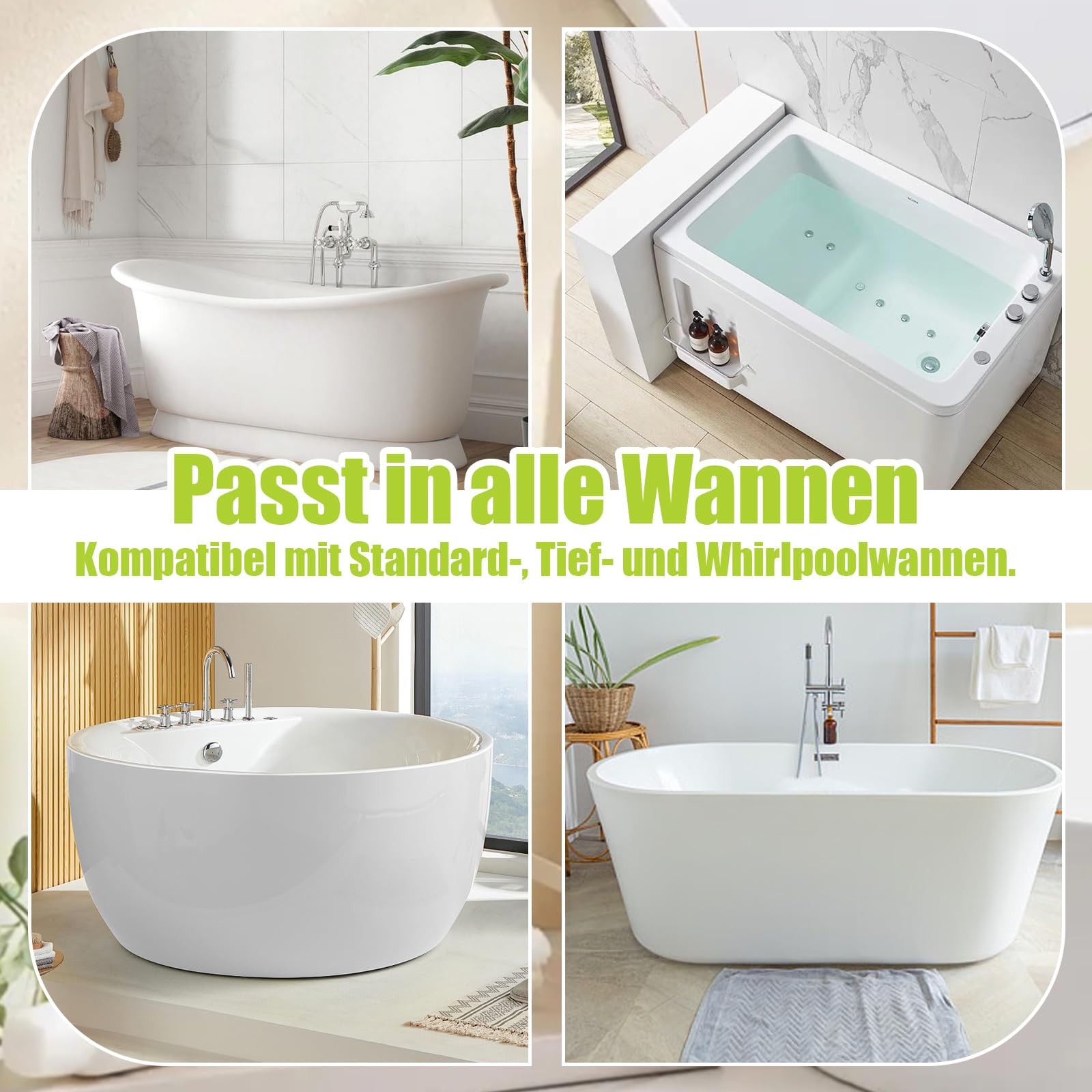 Poemland Vollkörper Badekissens für Badewanne - Luxuriöses Badewannenkissen für Rücken, Kopf und Nacken, Schnell-Trocknendes Badkissen
