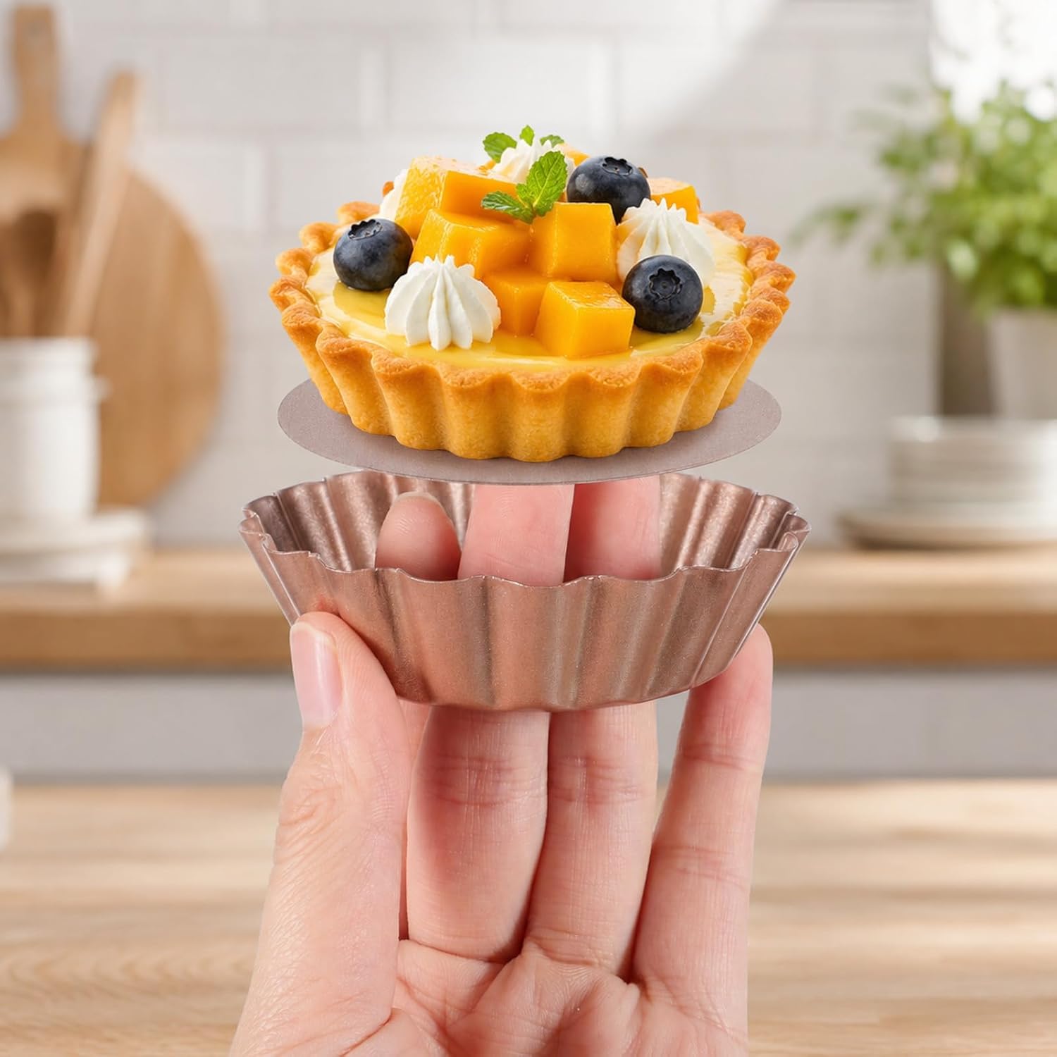 24 Pcs Mini Tart Pans, 3 Inch Tart Pan with Removable Bottom