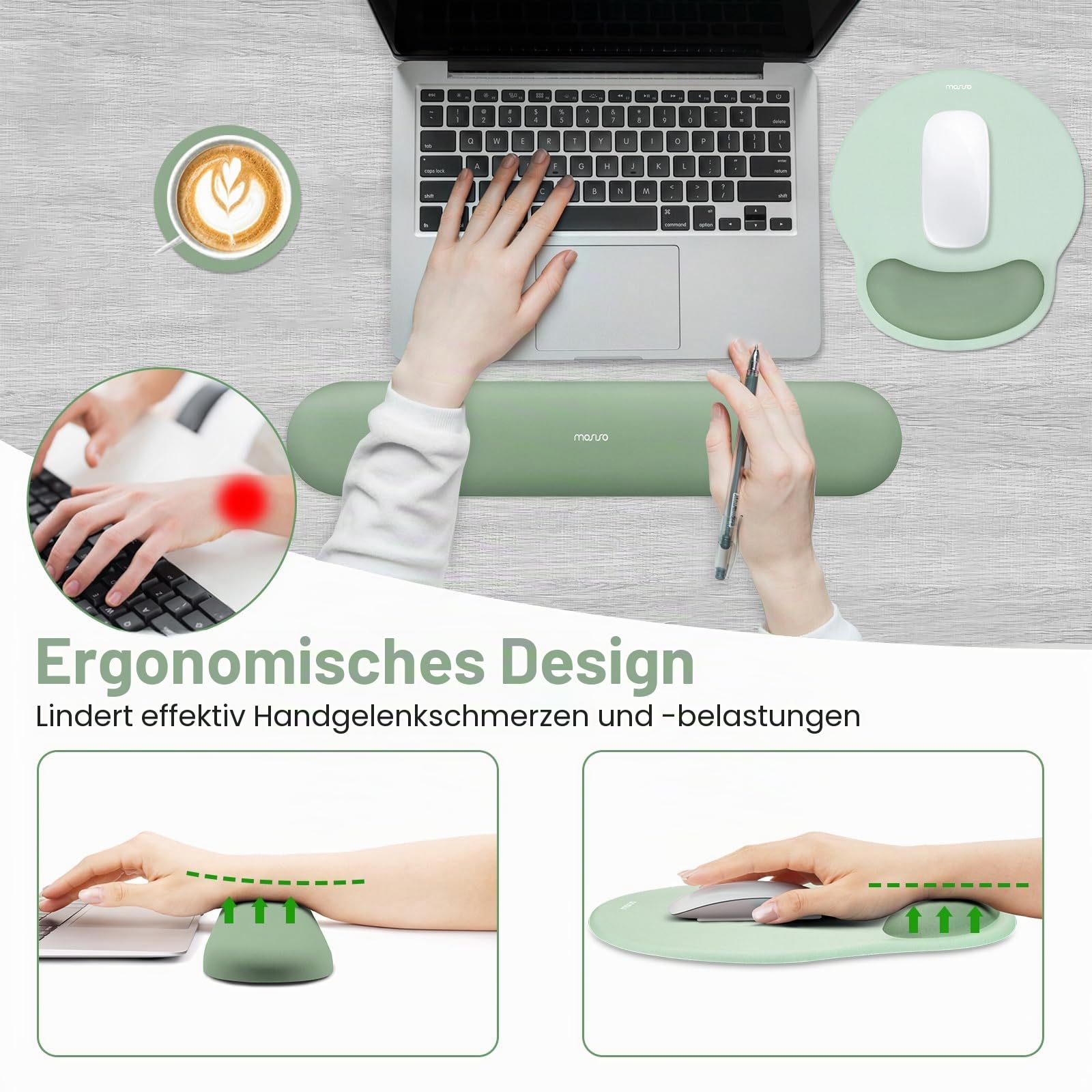 MOSISO Handballenauflage Tastatur&Maus Set, Kreis Gekrümmt Ergonomisch Mauspad&Untersetzer rutschfest Basis Schmerzlinderung Hause/Büro&Weichem Stoff Leicht Tippen Pad&Silikonfutter, Marineblau