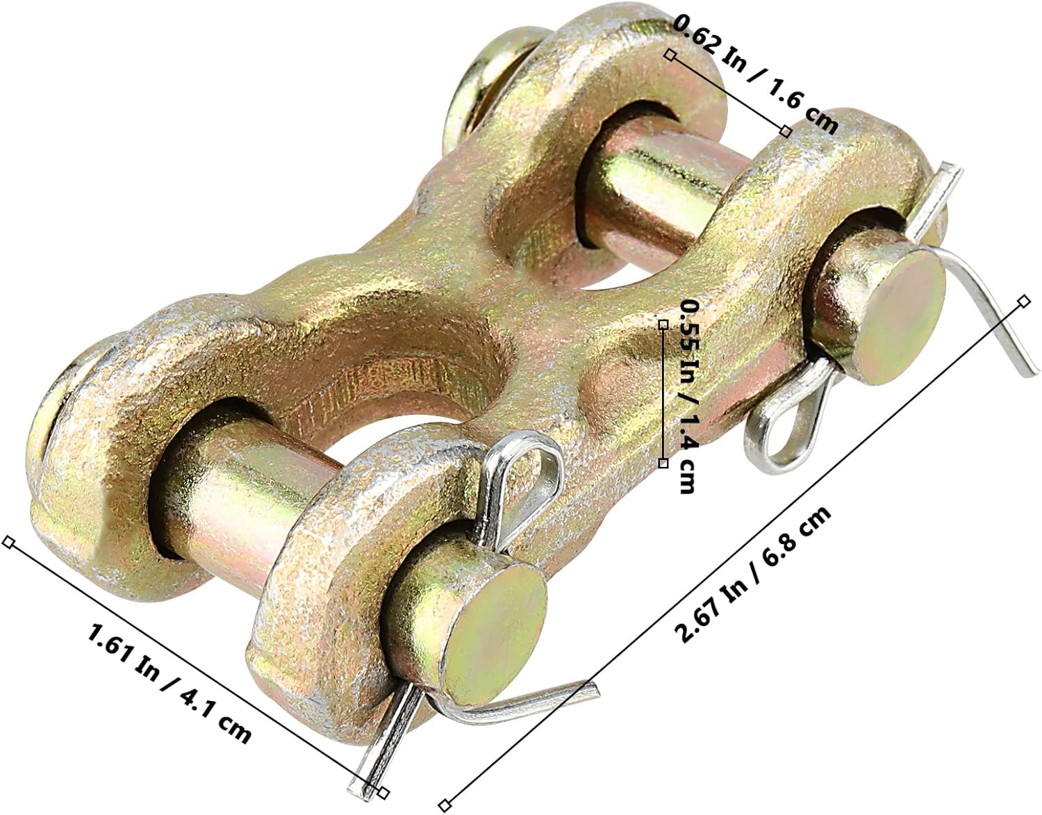 6 Packs 3/8 Inch Double Clevis Link, Golden Twin Clevis Link, WLL 6600 lbs Chain Repair Links for Transport Use