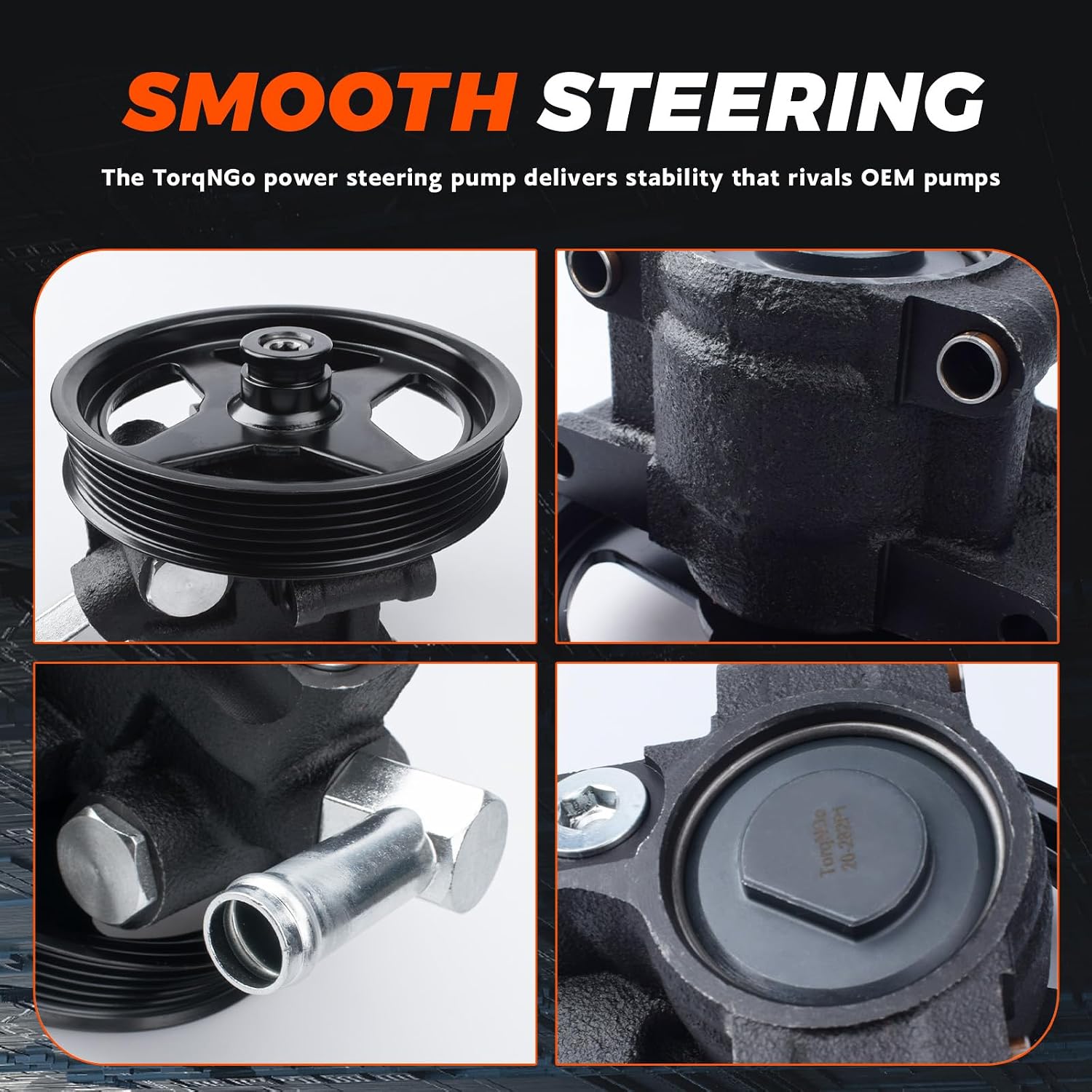 20-282P1 Power Steering Pump with Pulley Fit For Ford F150 1997-2003, for F150 Heritage 2004, for Crown Victoria 1999-2002 4.2L 4.6L 4.9L 5.4L Power Assist Pump OE# F65Z3A674AA, F85Z3A674AA