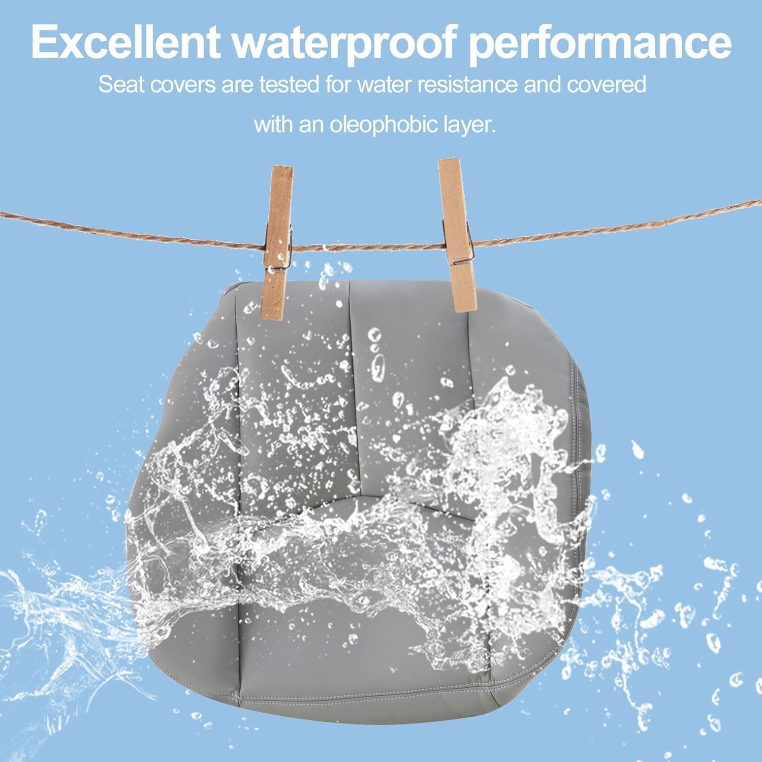 FZJDSD Gray 922 Driver & Passenger Bottom Replacement Microfiber Leather Seat Covers Compatible with Chevy Silverado Tahoe Suburban Avalanche Compatible with GMC Yukon Sierra 2003 2004 2005 2006 2007