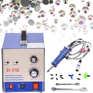 Hotfix Rhinestone Applicator, Ultrasonic Pearl Setting Machine, No Need Glue DIY Beads Rhinestone Press Fixing Machine, 80Pcs/Min Hot Fix Rhinestone Wand Setter Tool Crystal Bling Machine,110V