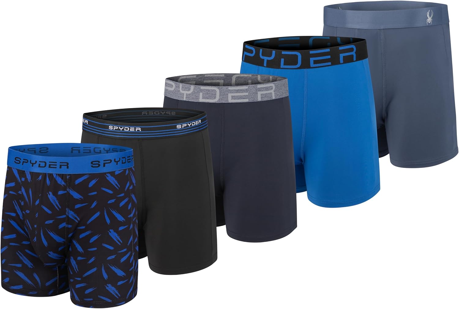 Spyder Mens Boxer Briefs 5 Pack Poly Spandex Performance Boxer Briefs Underwear