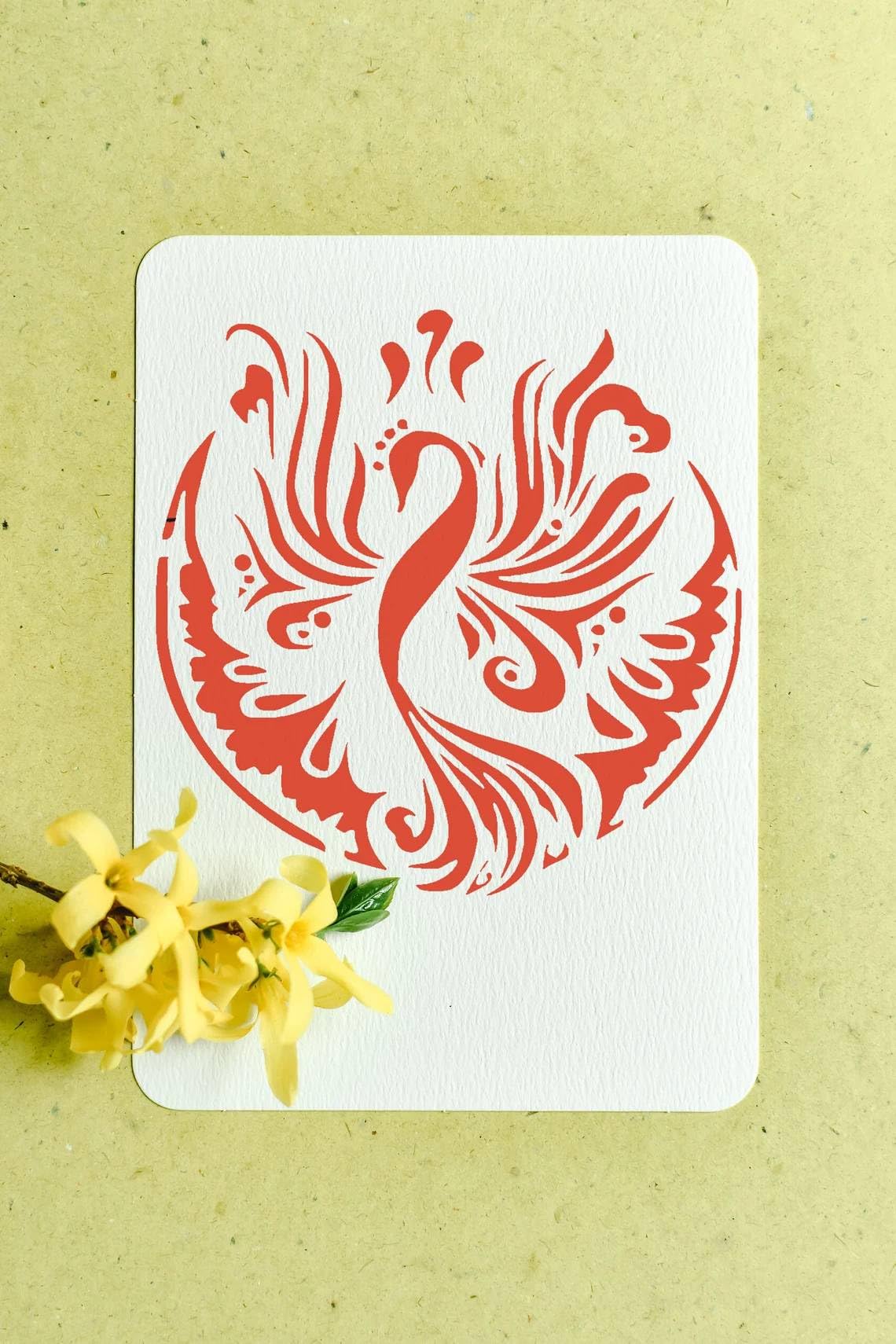 Bontannd Phoenix-Schablone – Ca. 13 X 13 Cm, Aus Kunststoff, Für Airbrush, Scrapbooking, Dekoration