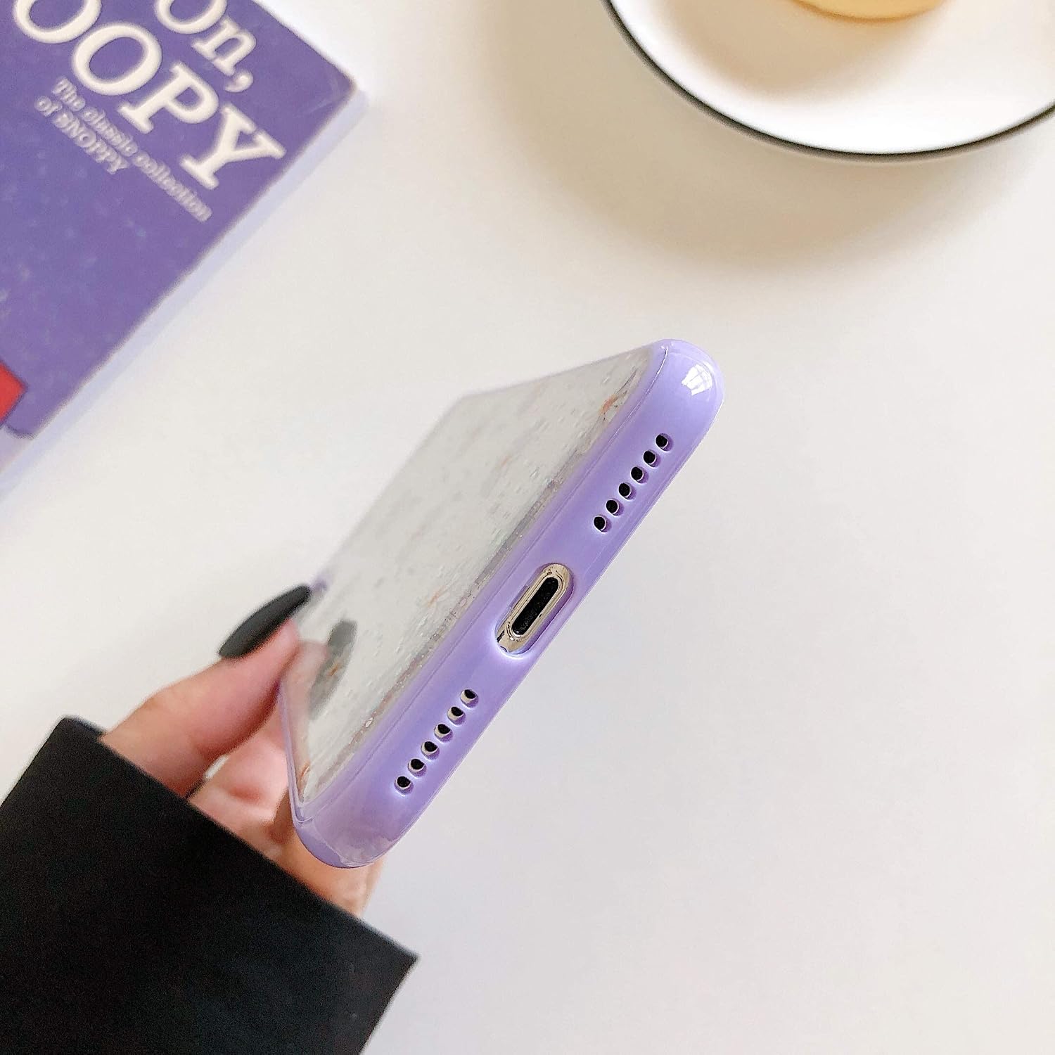 DEFBSC Compatible with iPhone XR Case, Daisy Bling Glitter Design Cute Case, Girls Women Slim TPU Bumper Shockproof Anti-Scratch Protective Case for iPhone XR-Purple