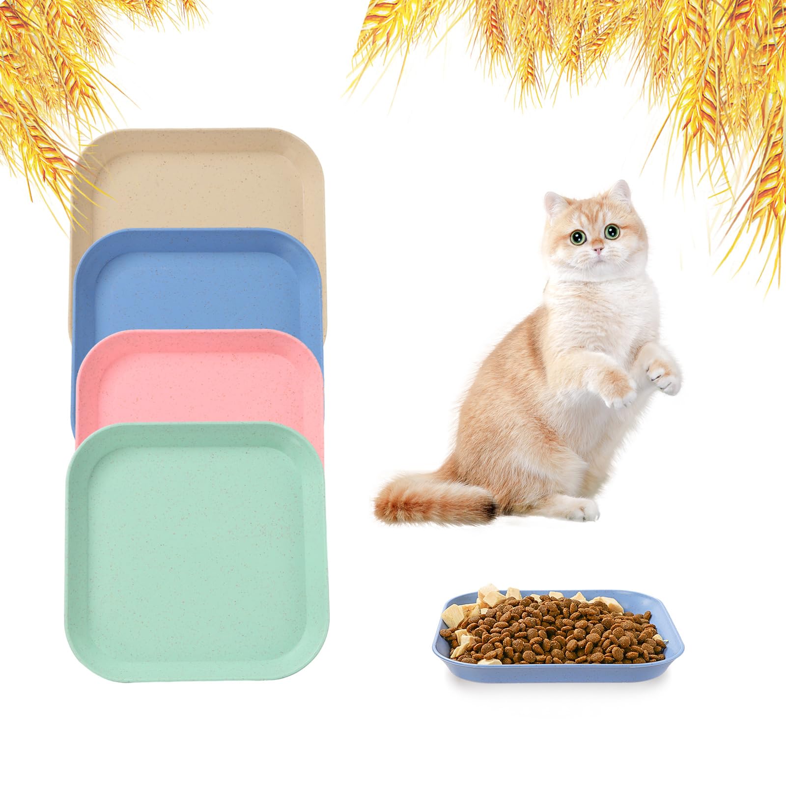 HMDZMR Whisker Fatigue Cat Bowls, 6 Inch Shallow Cat Food Bowl, Wide Pet Dishes for Indoor Cats Kittens and Short Legged Cats (4Pcs)