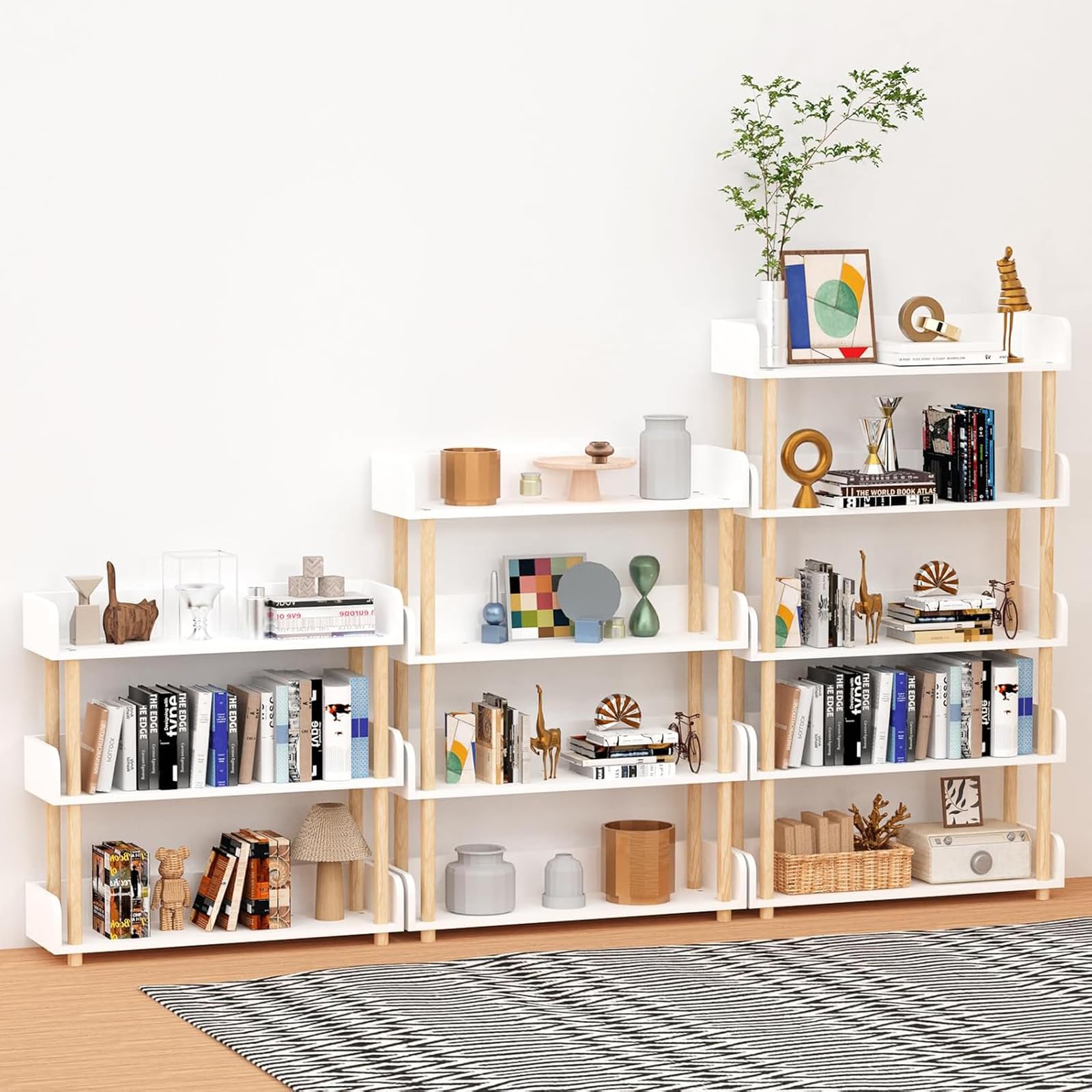 Amazon｜kxptso ラック おしゃれ 収納 木製 北欧 白 スリム お手入れが