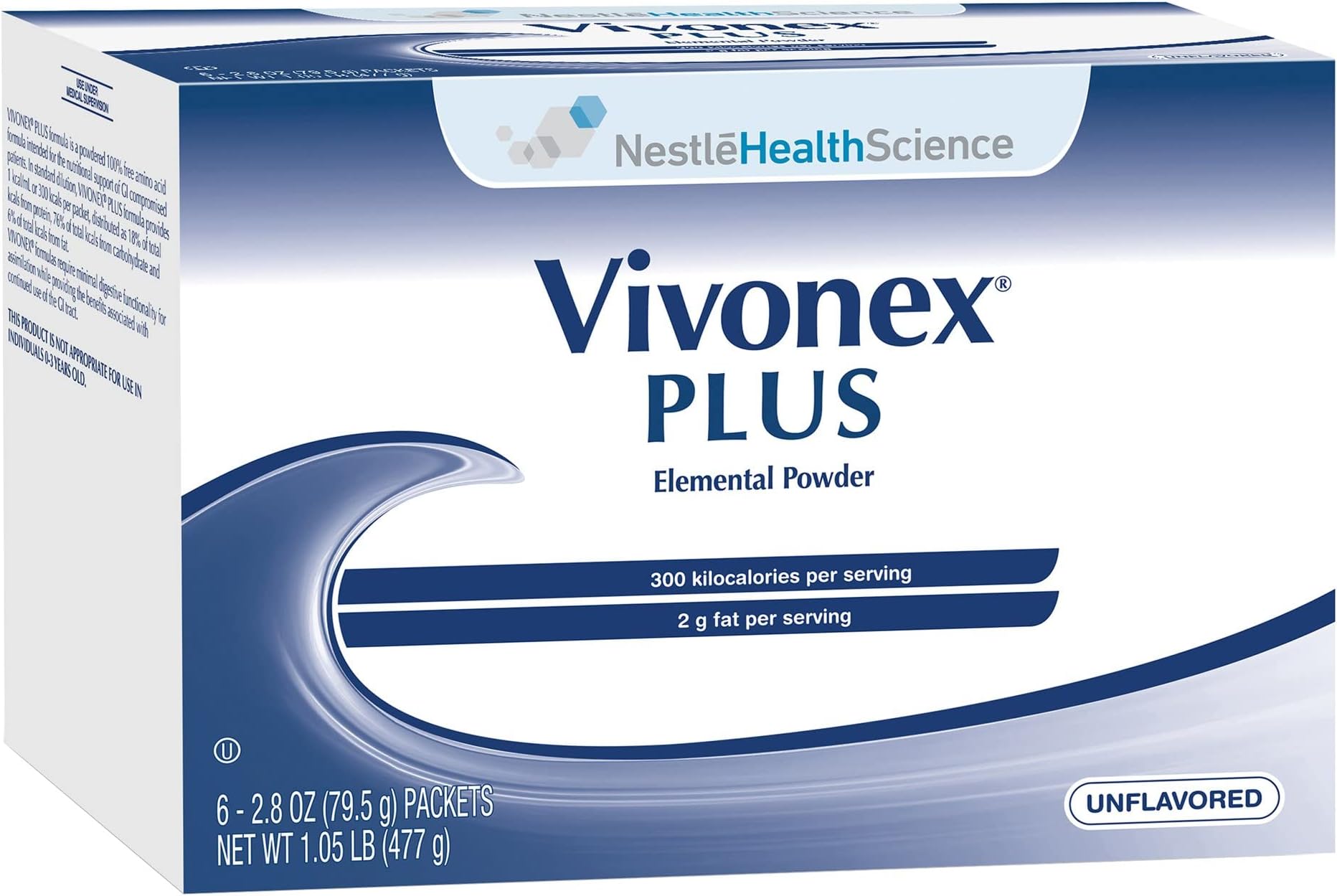 Nestle Vivonex Plus Oral Supplement Unflavored 2.8 oz Packet 6 Ct, Useful in Stressed, Catabolic Patients