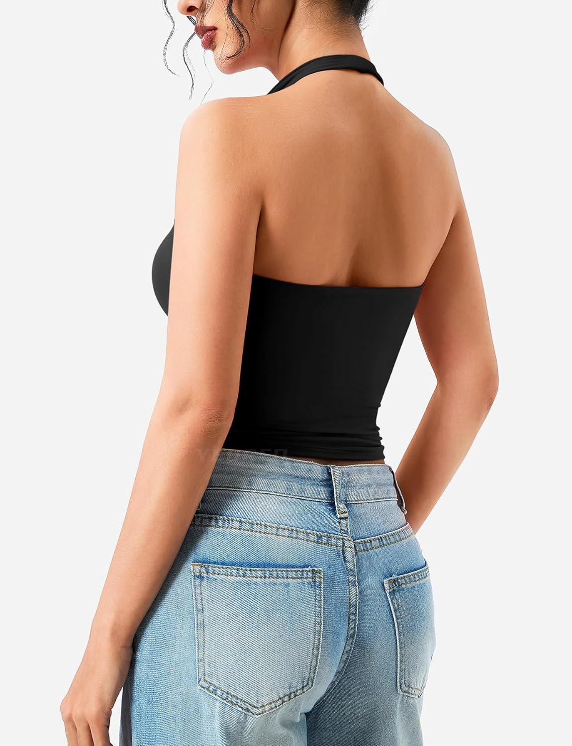 YEOREO Aherin Women Halter Tank Tops Not Padded Cami Open Back Slim Fit Fitness Y2K Going Out Crop Top - Image 2