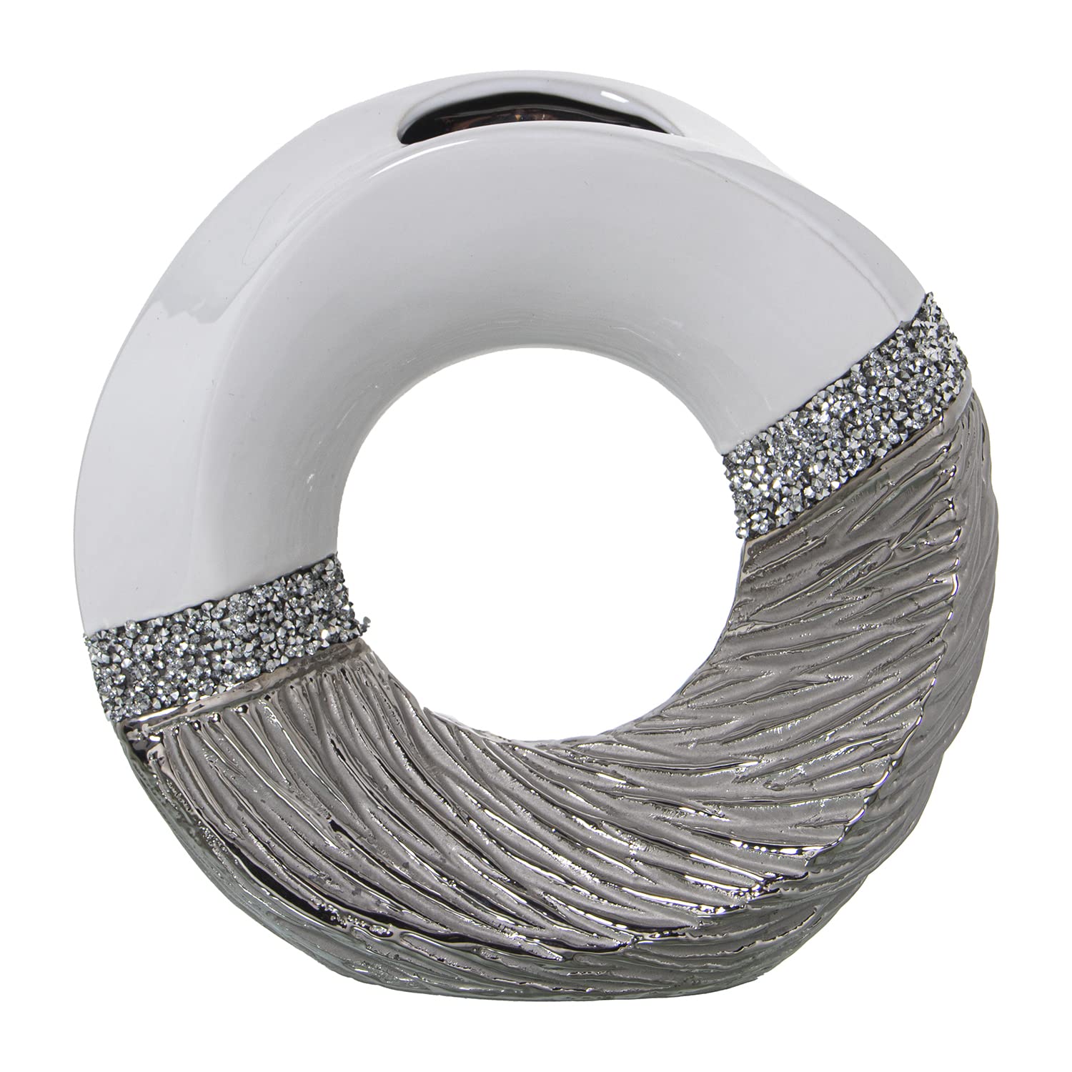 Vase cerceau de table blanc pour decoration centre de table mariage