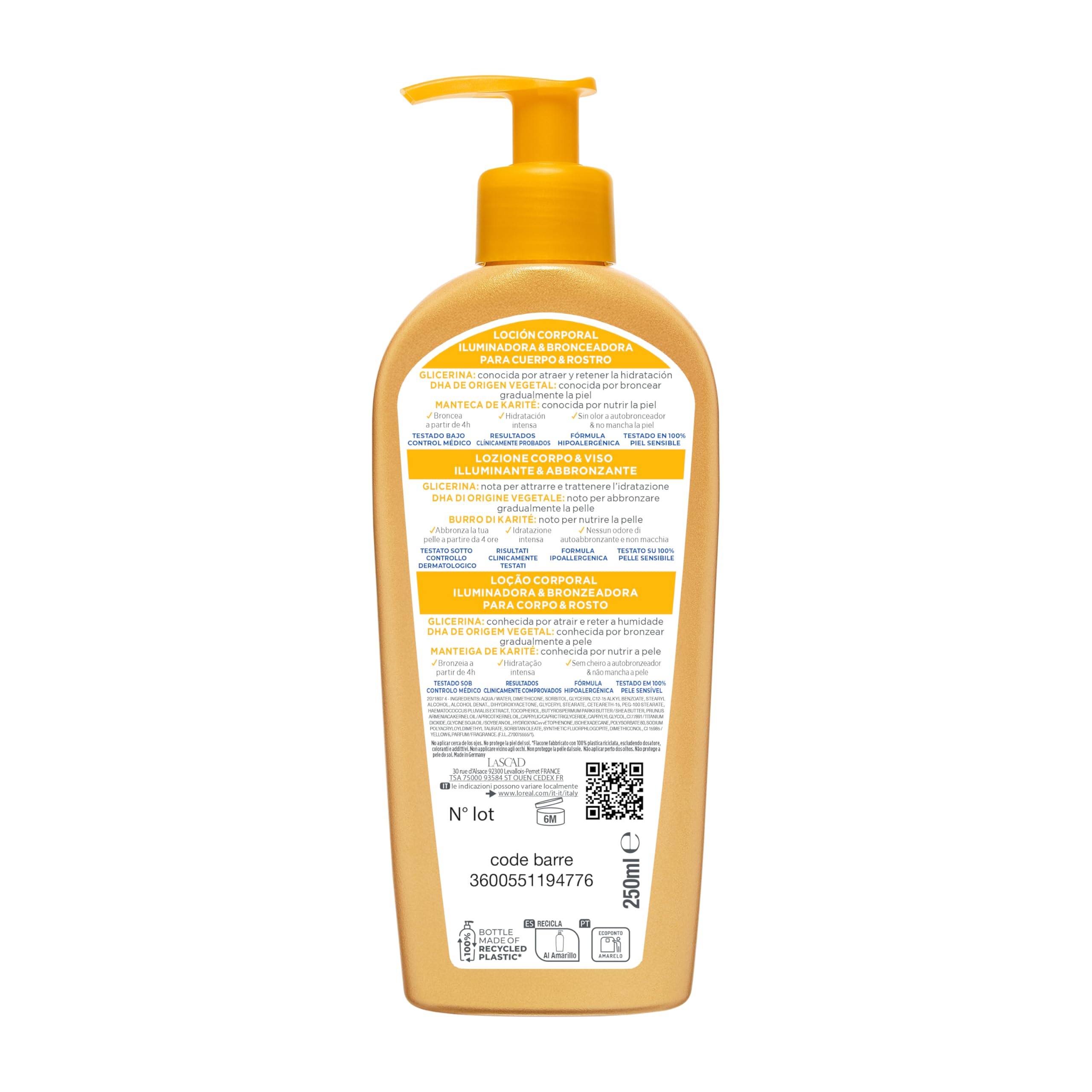 Mixa Lozione Abbronzante, Per Viso e Corpo, Per Carnagioni Chiare e Medie, Abbronzatura Progressiva e Naturale, Pelle Idratata e Luminosa, Con Glicerina e DHA Vegetale, Bright and Bronze, 250 ml