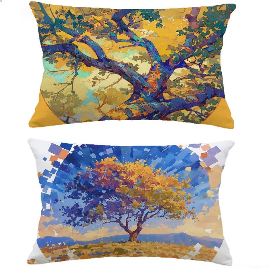 Housse de coussin de jardin arbre décoratif lin imperméable
