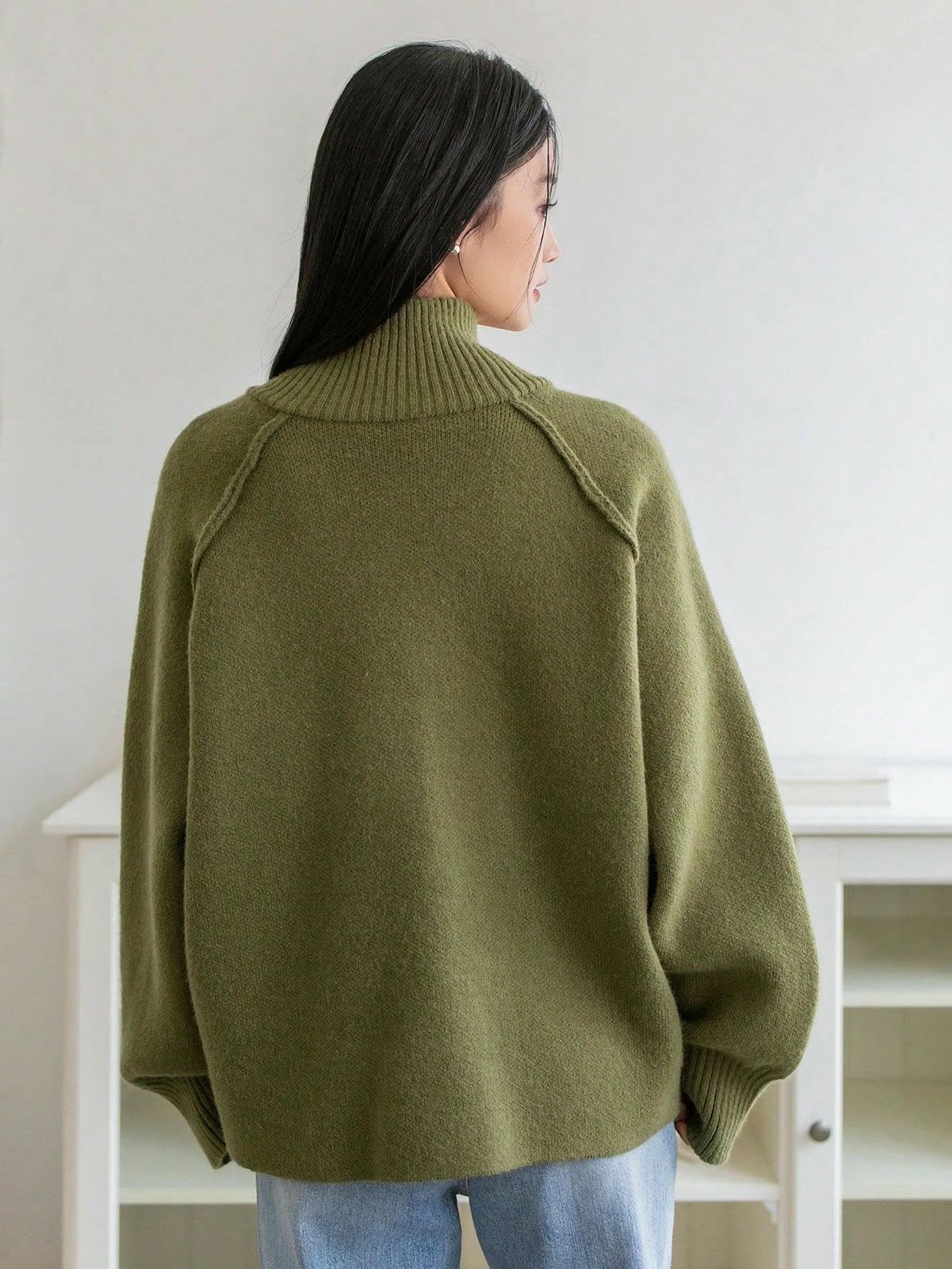 Maglione da Donna Cardigan A Maglia, Maglioni Maniche Lunghe Autunnali Donna, con Cerniera-Bianco-One Size (42-48)