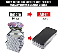 Vista 40 de Caja de CD Billetera, 80 Capacidad DVD VCD Medios Blu-ray Caso Cartera Titular Organizador de Almacenamiento (Plata)