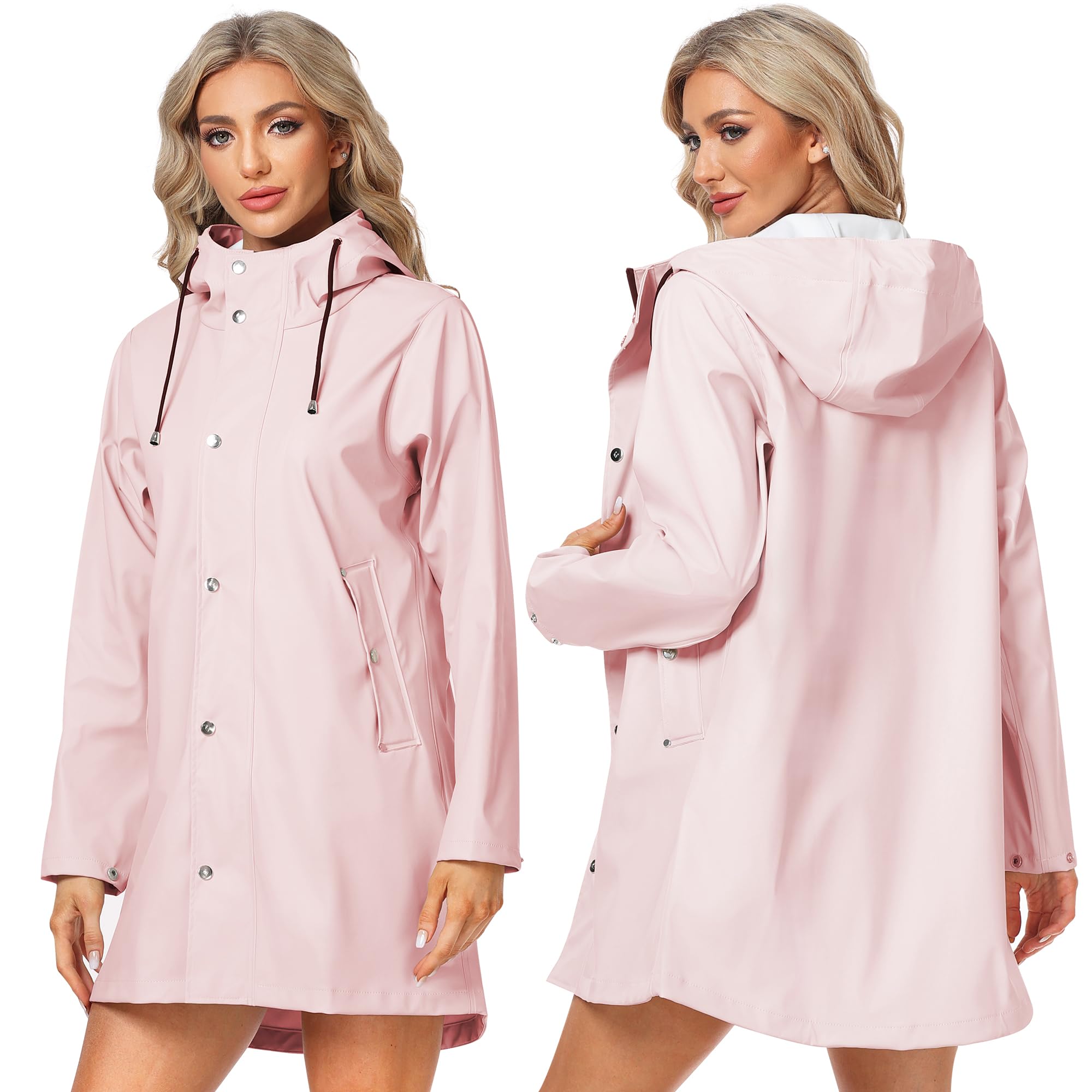 UNIQUEBELLA Chubasquero Impermeable Mujer Chubasquero Mujer Chaqueta Cortaviento con Capucha Chaqueta Impermeable Ligera para Exteriores Impermeable Impermeable para Cercanías Chubasquero