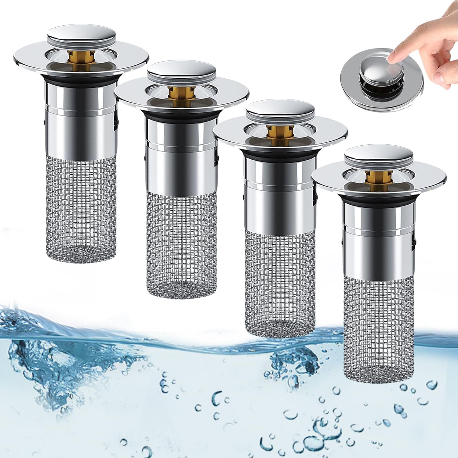 Bathroom Sink Drain Strainer, Pop-up Sink Drain Strainer with Removable ...
