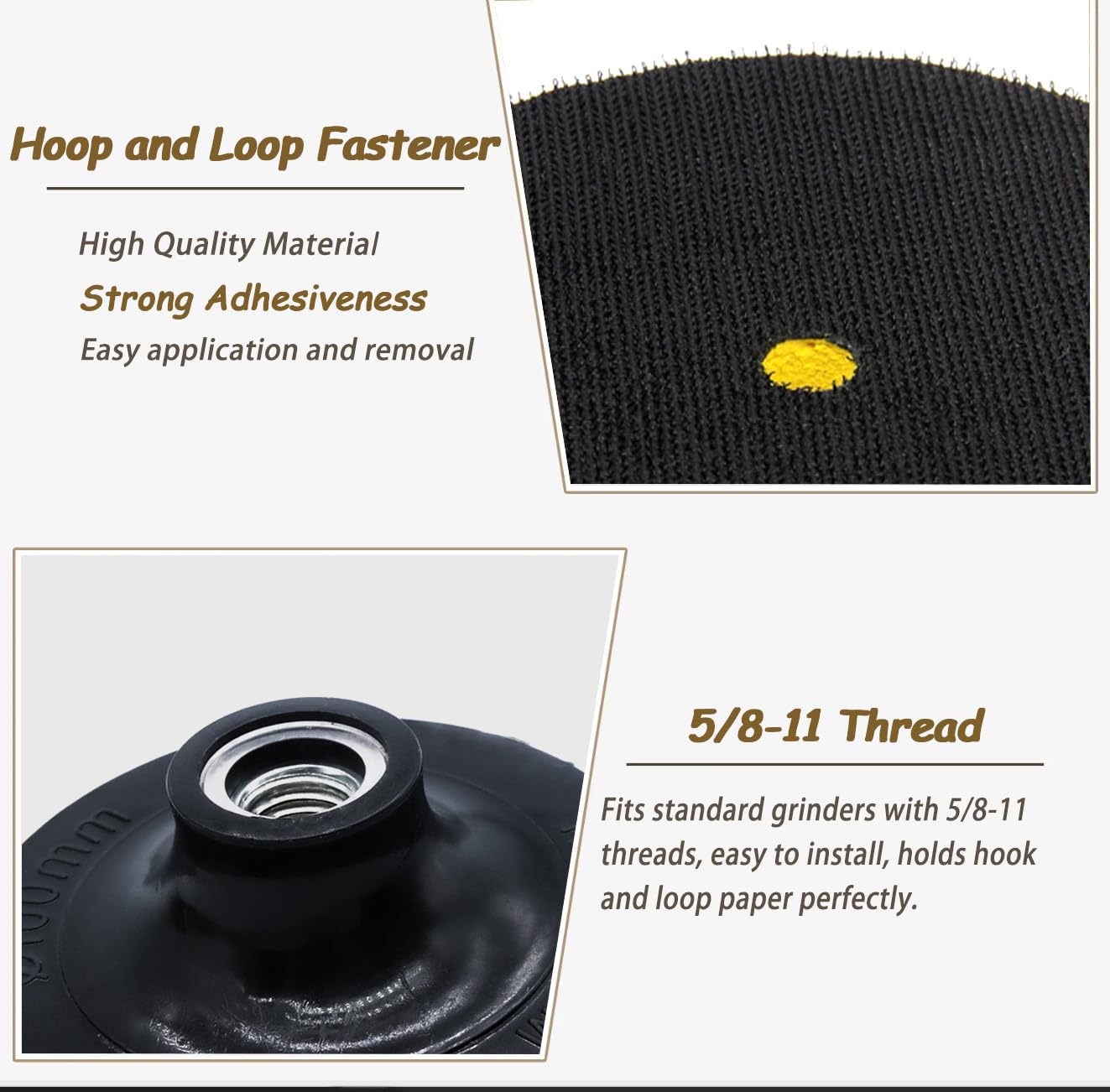 2 Pcs 4 Inch Hook and Loop Backing Plate Orbital Sander Polisher Backer Pads with 5/8"-11 Drill Adapter 2-Pcs