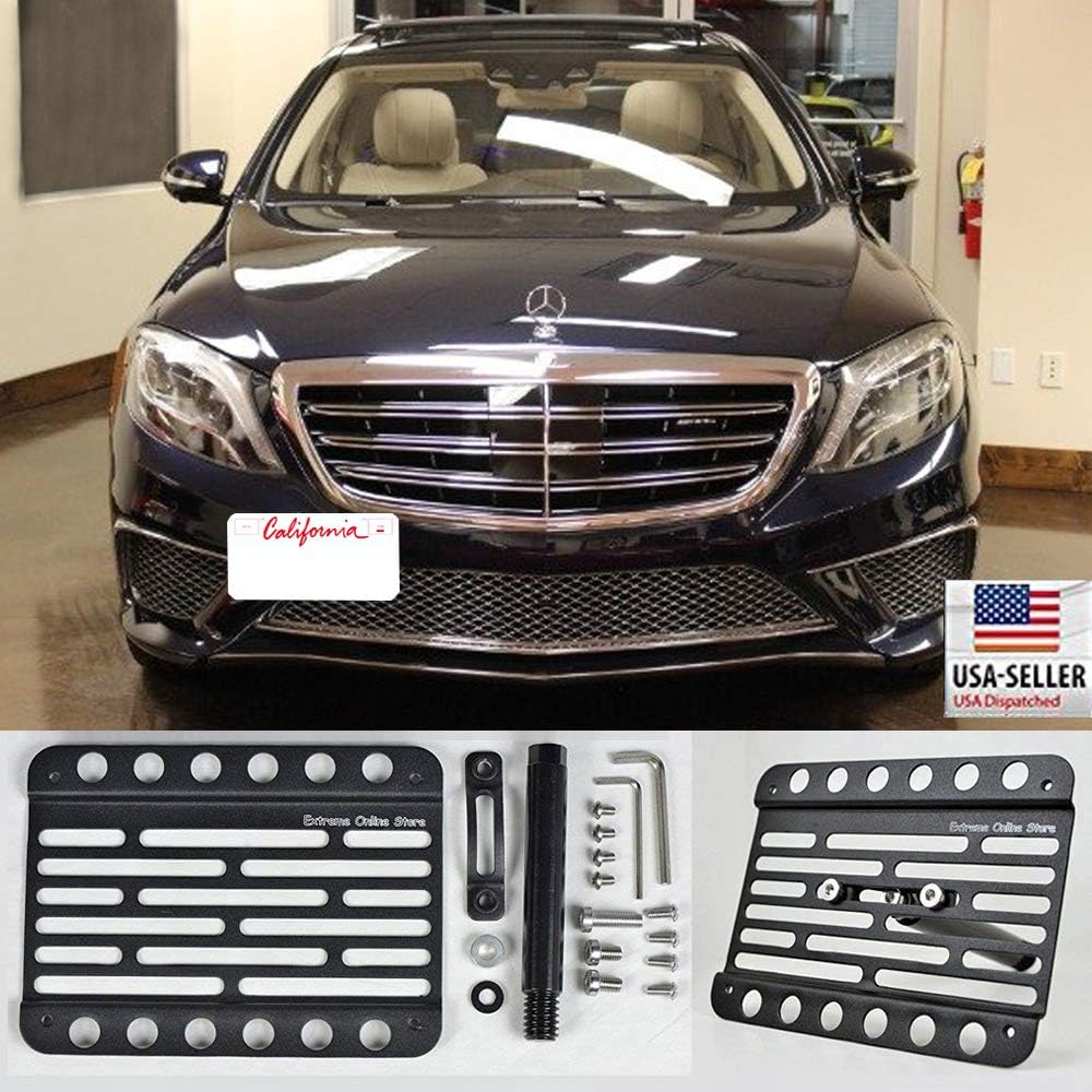 for 2015-2018 Mercedes Benz S63 | S65 AMG Sedan - Front Bumper Tow Hook License Plate Mount Relocator Bracket