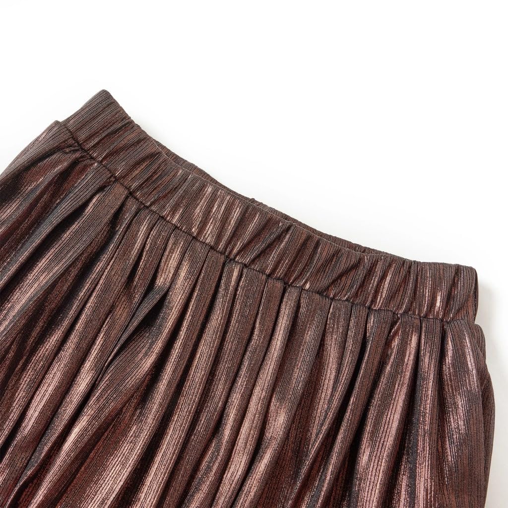 Gonna per bambini con glitter, cognac, dimensione, pieghe, elastico in vita, per ragazze, anni, morbida, traspirante, in poliestere, cotone, abbigliamento quotidiano
