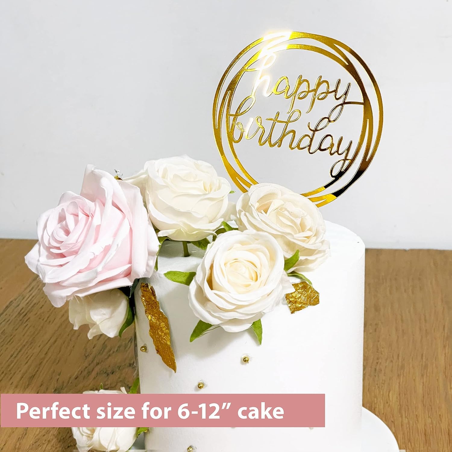 Lot De 6 Décorations Gâteau Happy Birthday Paillettes Rouges - Piques Grand Format Pour Anniversaire, Smash Cake - 7