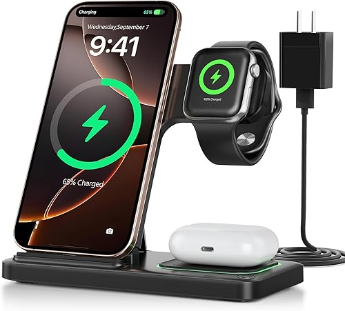 Cargador rápido inalámbrico portátil para Apple y Android 2026, carga 3 en 1 para iPhone 17, 16, 15, 14, 13, 12, 11, Apple Watch y Air Pods 4, 3, 2
