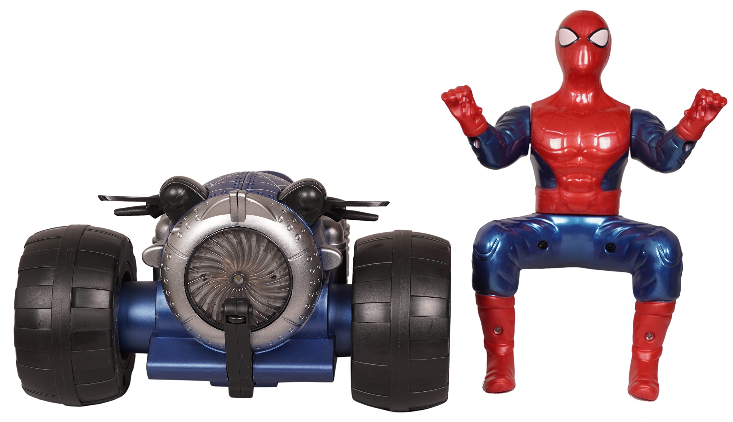 Goyal's Super Hero 360° Acrobatic Stunt Spin Racer Motorcycle Toy – Action Hero Style Stunt Rider with Flashing Lights & Music for Kids - Red Blue - Image 7 thumbnail