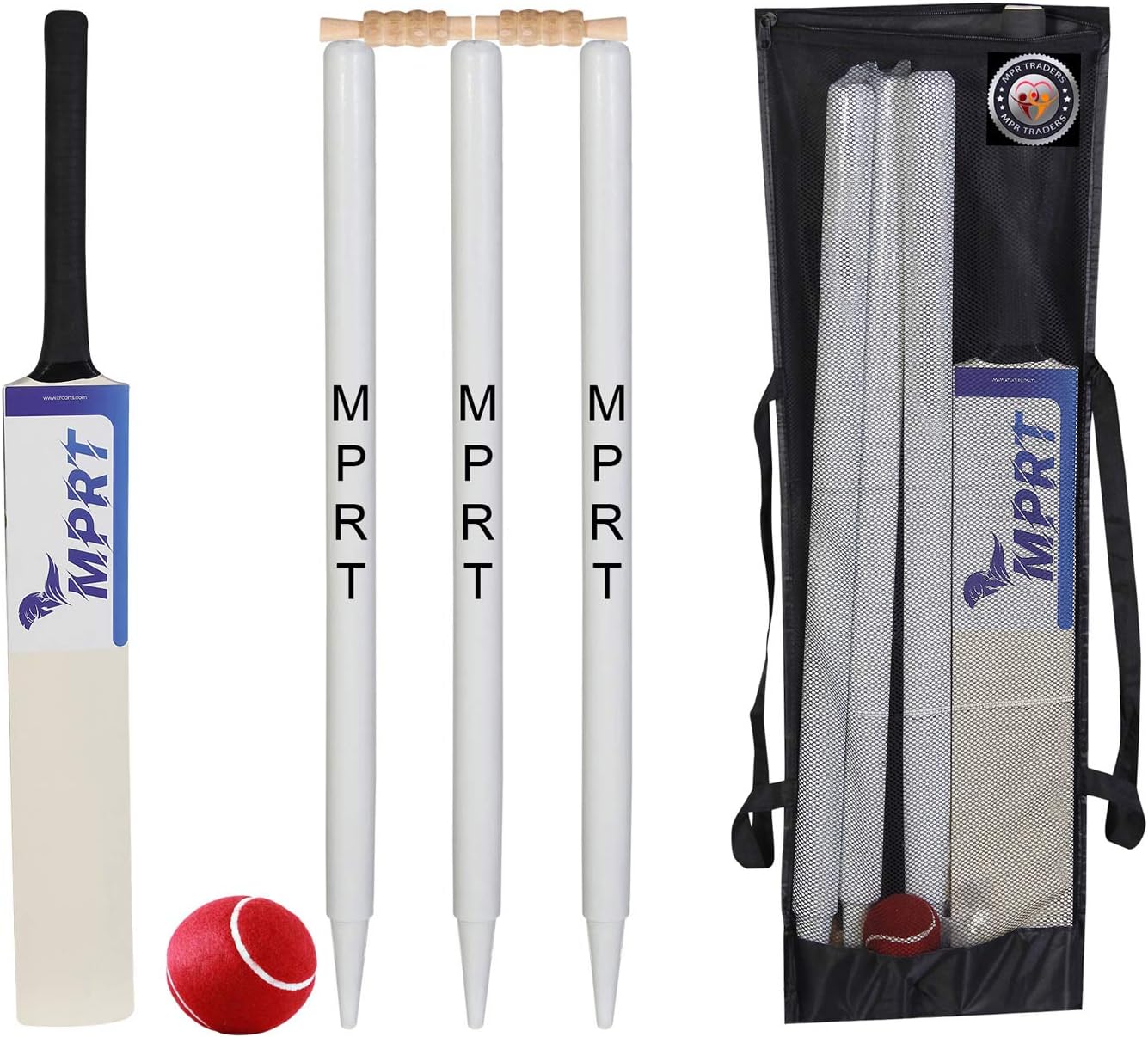 MPRT Wooden Cricket Kit for Tennis Ball Size 7 Combo for Age Group 15+ Years, Wood