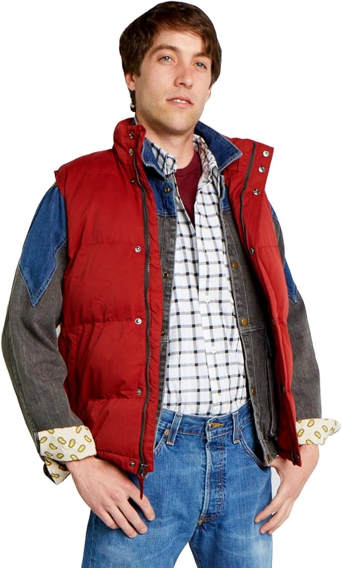 red puffer vest