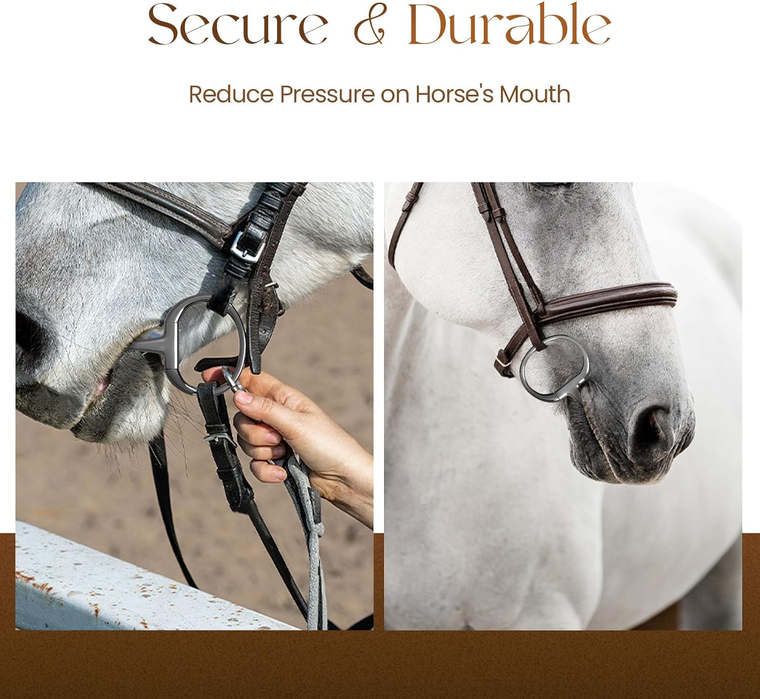 Snaffle Bit, Stainless Steel & Cooper/Silicon Brass, Eggbutt/D-Ring, Jointed Loose Equestrian Horse Tack, 5 inch 5-1/4 inch