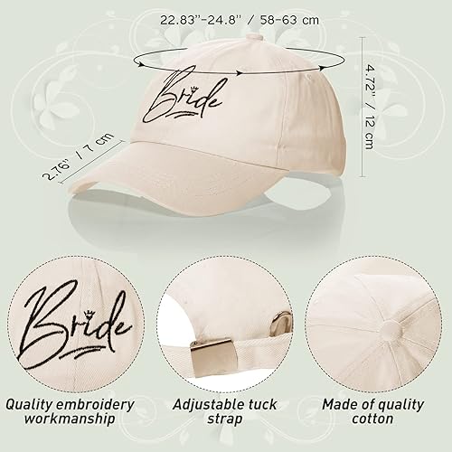 Miniatura 2 de Unittype 8 sombreros de despedida de soltera, sombreros de novia para despedida de soltera, dama de honor, novia, gorra de béisbol para viajes de