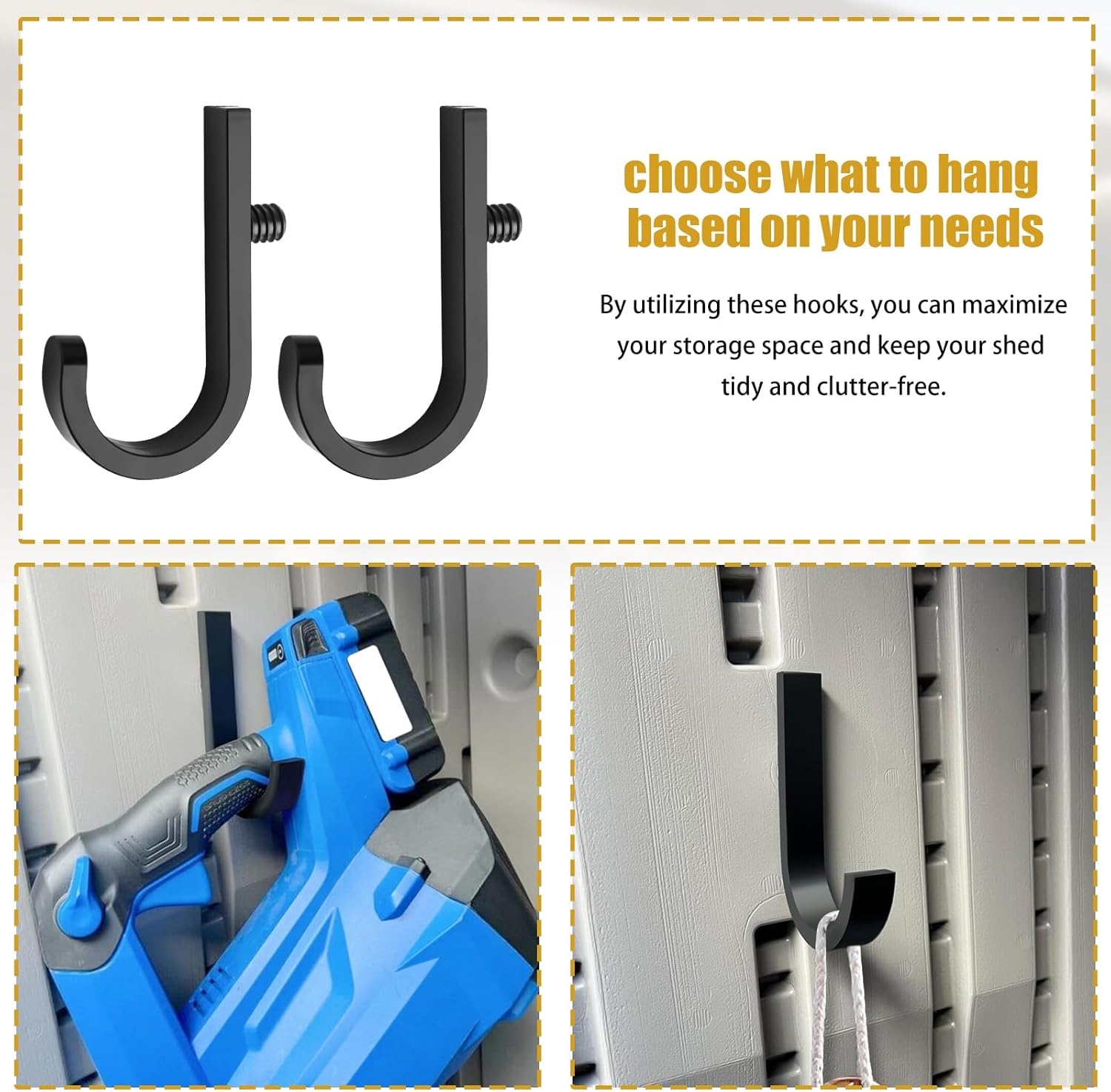 Storage Shed Hooks for Suncast/Craftsmen Resin Storage Shed 4 Pcs J-Hook