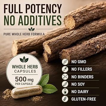 HERBALICIOUS DGL Licorice Root Capsules 100 Count | Deglycyrrhizinated Licorice (Glycyrrhiza Glabra) for Digestive Comfort & Daily Wellness Support | Organic, Non-GMO, Gluten-Free Herbal Supplement