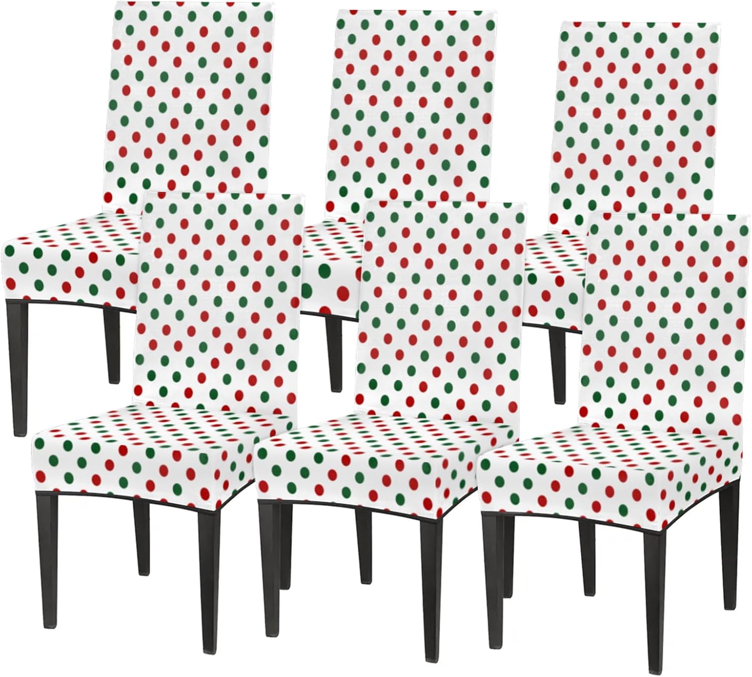 QsirBC Polka Dot Red Green Stretch Dining Room Chair Covers Set of 4 Chair Slipcovers Removable Washable Kitchen Seat Covers Chair Protectors for Hotel Party Wedding